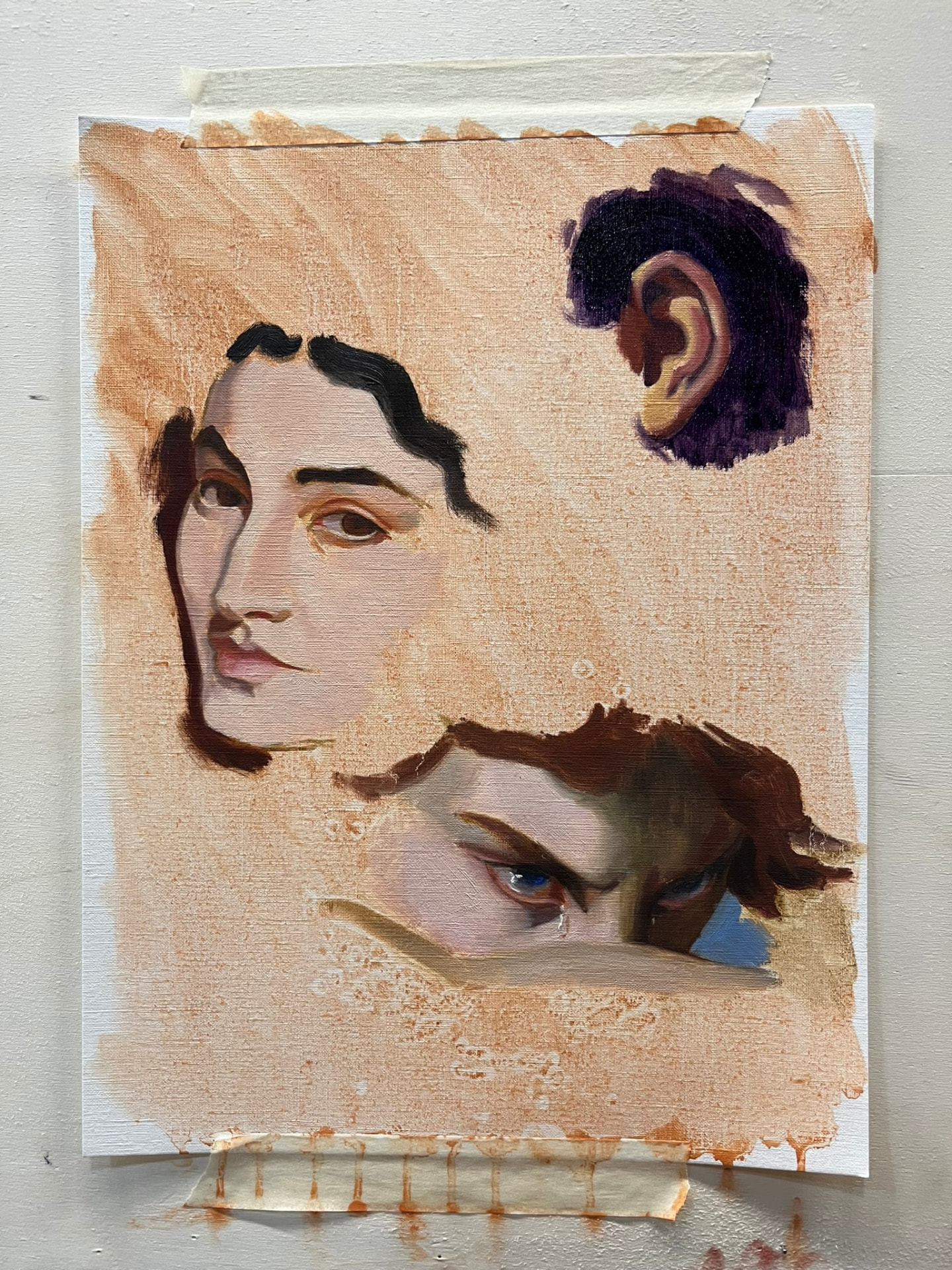 Study of a Face — Oil on panel, 30 × 40 cm