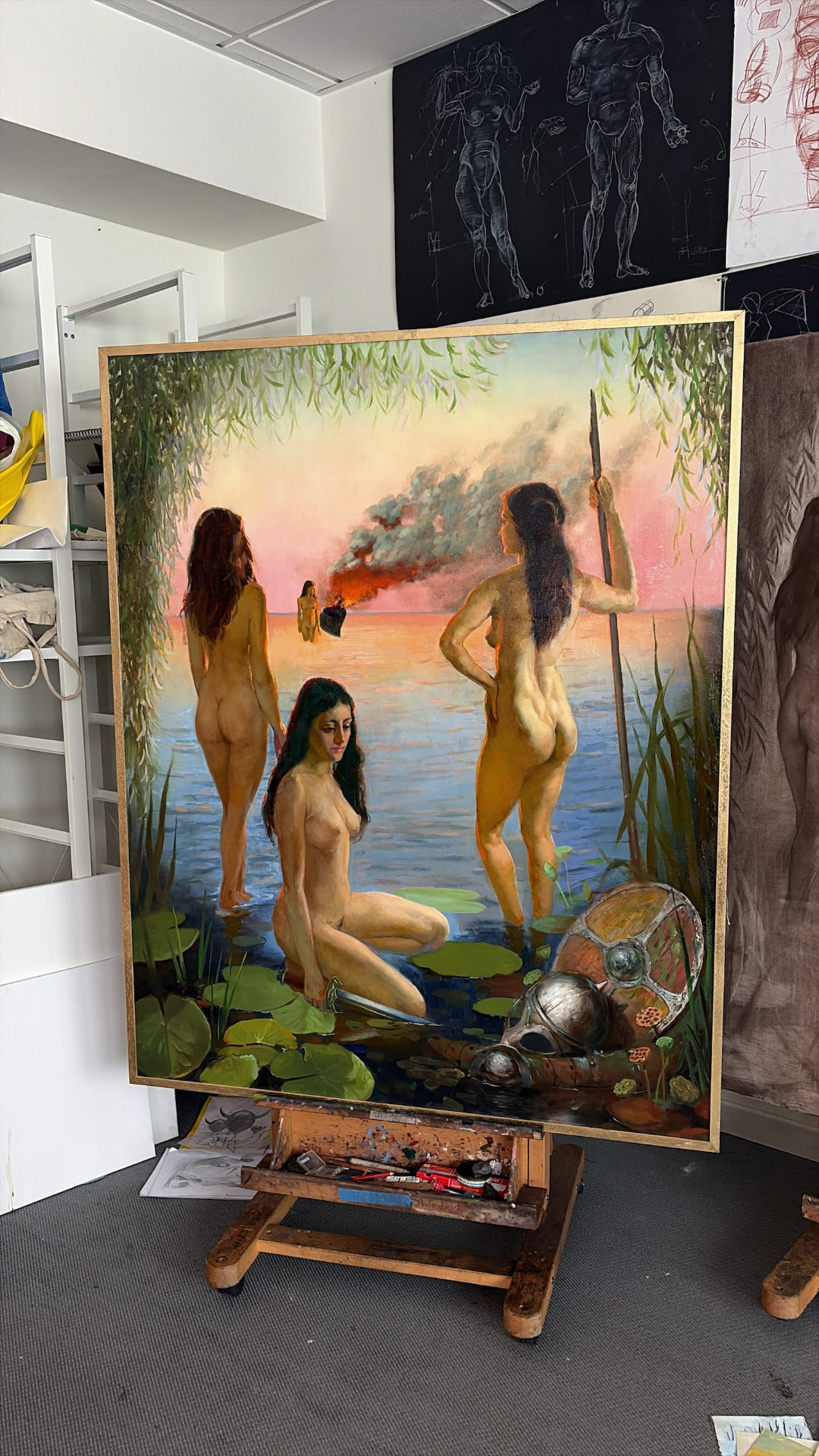 Bathers in the Studio — Oil on linen, 90 × 60 cm