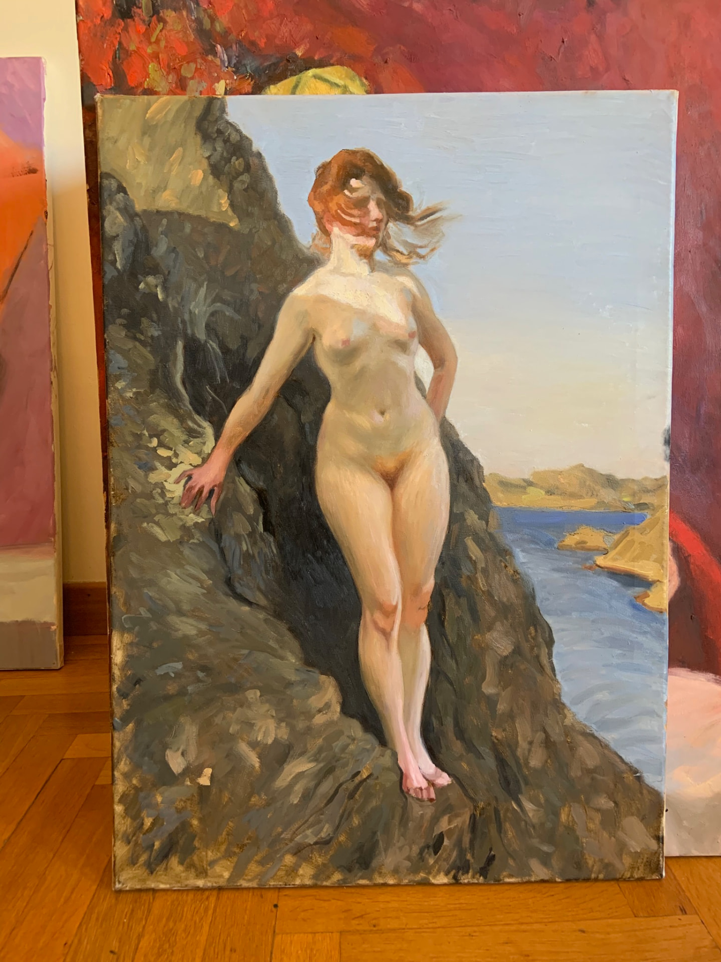 Mastercopy of Anders Zorn, på klippan — Oil on cotton canvas, 50 × 70 cm