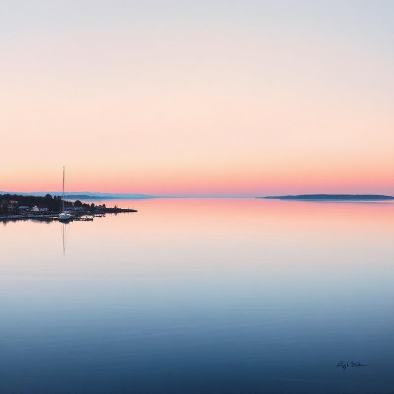 Archipelago Dusk — Oil on panel, 40 × 40 cm