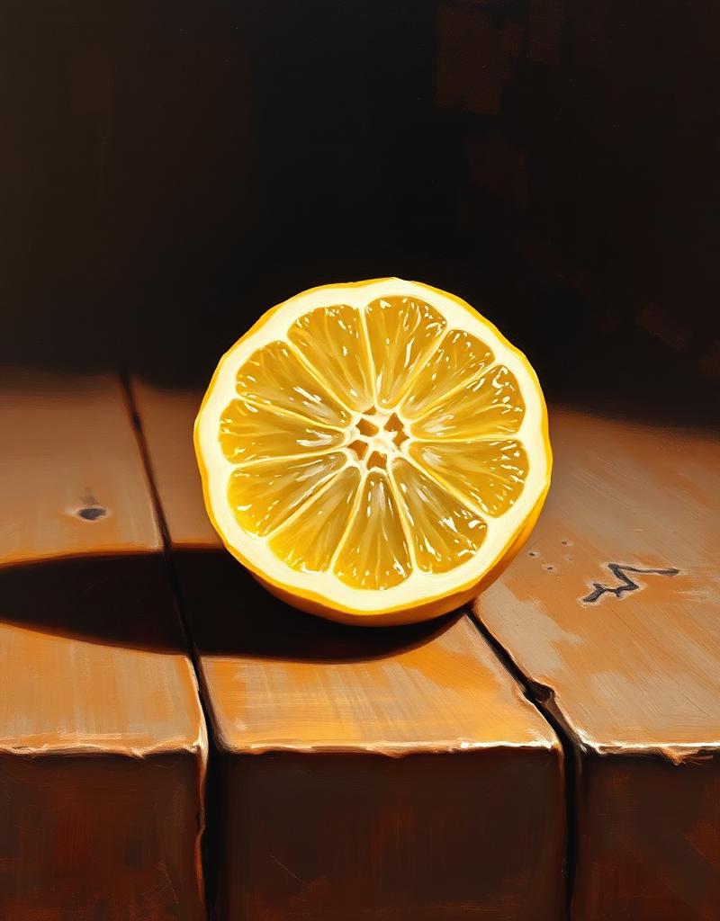 Still Life with Citrus — Oil on linen, 25 × 35 cm